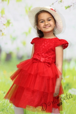 Официална детска рокля червена