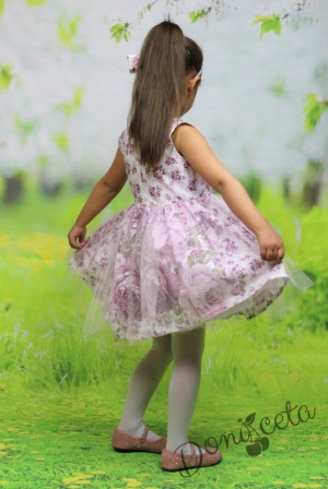 Бебешка официална рокля на цветя в лилаво