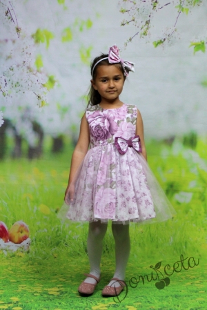 Бебшка рокличка в лалаво с цветенца и тюл