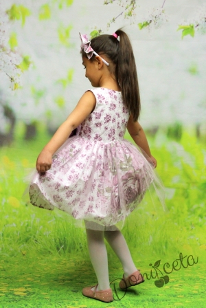 Бебешка рокля с цветя и тюл