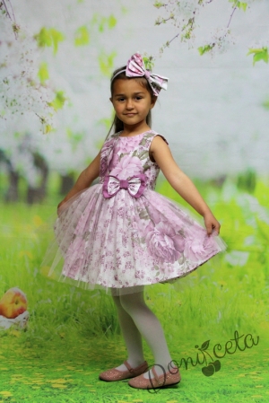 Памучна бебешка рокля с тл отдолу и отгоре в лилаво