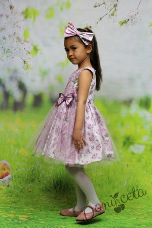 Официална памучна бебешка рокля в лилаво