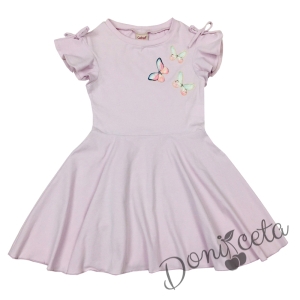 Детска рокля Contrаst с къс ръкав в лилаво с пеперудки 72333