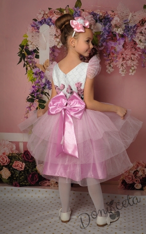 официална детска рокля с цветя и тюл