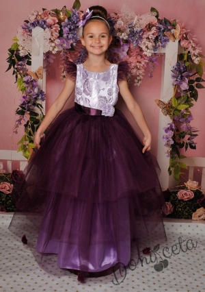 официална детка дълга рокля в лилаво