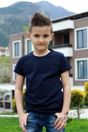 Детска тениска за момче в тъмносиньо 53411211