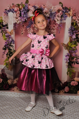 Официална детска рокля в розово и черно с Мини Маус 281ММТР