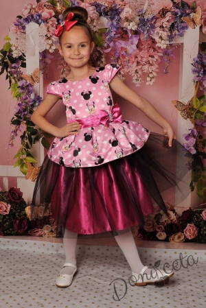 Официална детска рокля в розово и черно с Мини Маус 281ММТР