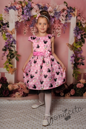 Официална детска рокля в розово с Мини Маус 297ММТР