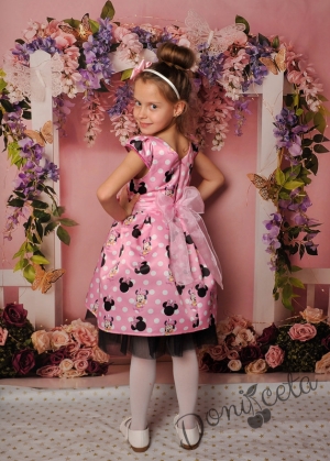 Официална детска рокля в розово с Мини Маус 297ММТР