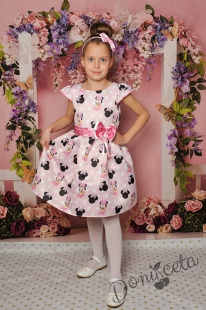 Официална детска/бебешка рокля в розово с Мини Маус 255ММСР