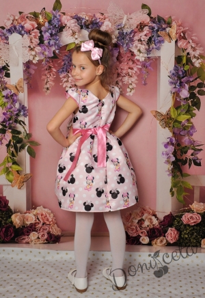 Официална детска/бебешка рокля в розово с Мини Маус 255ММСР