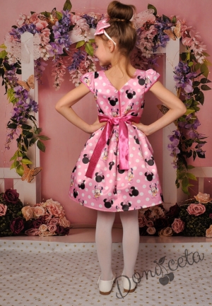 Официална детска/бебешка рокля с Мини Маус в розово 255ММТР