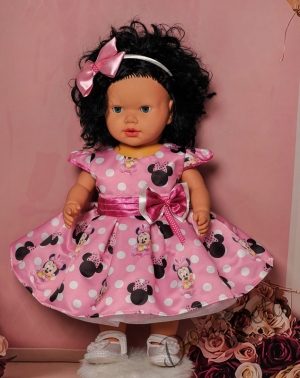 Официална детска/бебешка рокля с Мини Маус в розово 255ММТР