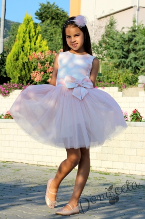 Официална детска рокля с тюл в прасковено Contrast