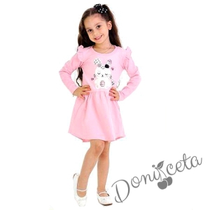Детска рокля с дълъг ръкав в розово със зайче 714235