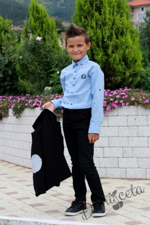 Детско  сако за момче в черно със сиви кръпки
