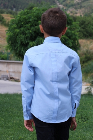 Официална детска риза за момче с дълъг ръкав в светлосиньо 946322