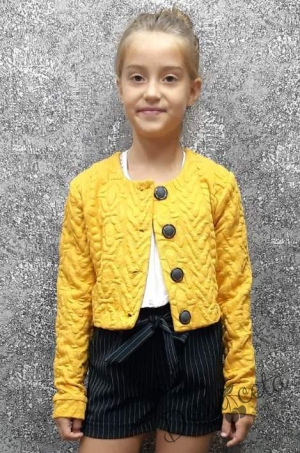 Детско късо сако в цвят горчица за момиче