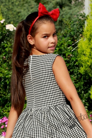 Официална детска рокля пепит  без ръкав с тюл в черно