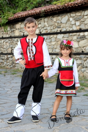 Детска носия 20- комплект от сукман с престилка с фолклорни/етно мотиви за момиче