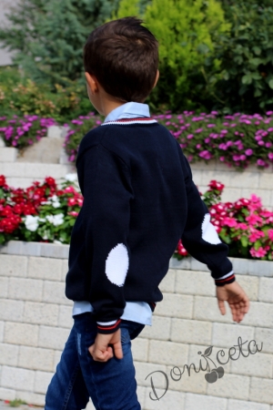 Детски пуловер в тъмносиньо за момче 