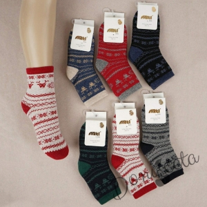 Коледни детски термо чорапки в червено и сиво 5244221