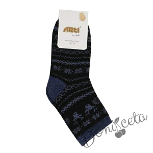 Коледни детски термо чорапи в черно и синьо 5456561