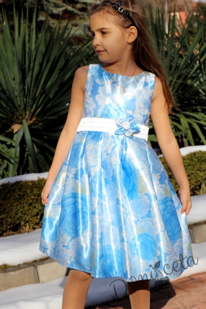Официална детска рокля в синьо с болеро
