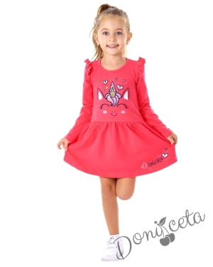 Детска рокля в малина с Еднорог 458874
