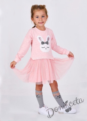Детска рокля в розово със зайче 528765