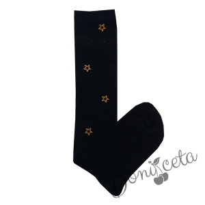 Детски чорапи 3/4 в черно със звезди 8457615