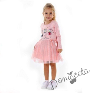 Детска рокля в прасковено с балеринки 647815
