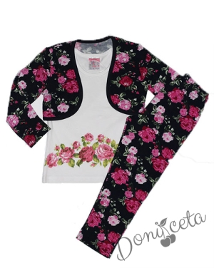 Комплект от 3 части -блуза с дълъг ръкав, клин и болеро