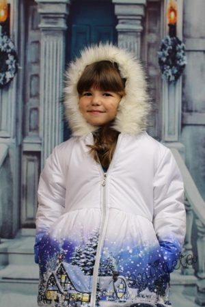 Детско яке зимна картинка с къщички