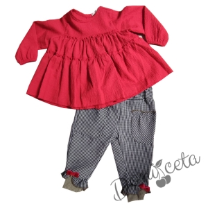 Бебешки/детски комплект от палто в екрю,блузка и панталони