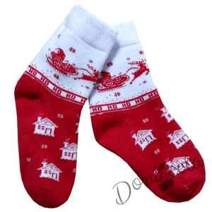 Детски коледни чорапи в червено и бяло 84564