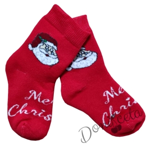 Детски коледни чорапи в червено с Дядо Коледа 834456