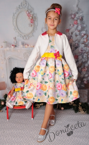 Официална детска рокля без ръкав на цветя 250П