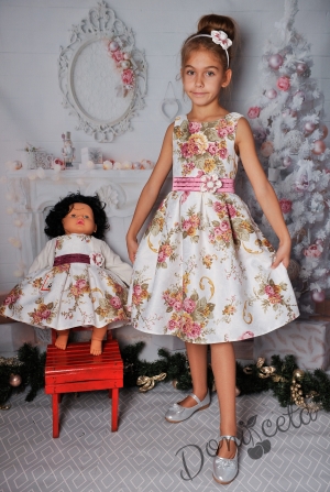 Официална детска рокля без ръкав на цветя 240РБ