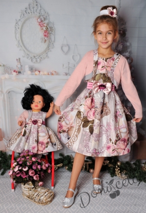 Детска официална рокля на нежни цветя без ръкав 265П