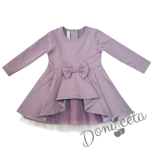 Детска рокля в лилаво с дълъг ръкав и тюл 546443