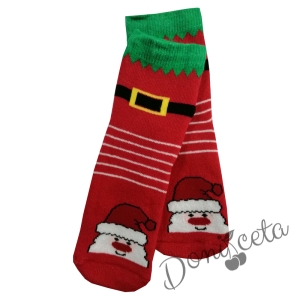 Детски коледни чорапи с Дядо Коледа в червено и бяло