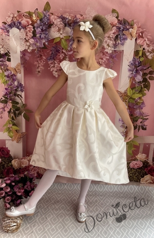 Официална детска Белла рокля с къс ръкав в екрю 260ШЖ