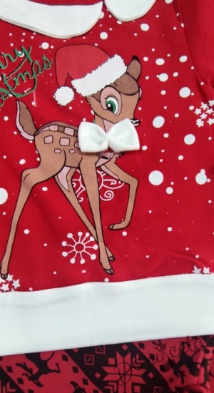 Коледен комплект от блузка и клин със сърничка