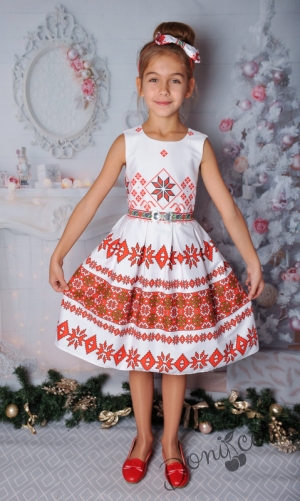Детска рокля за момиче тип народна носия без ръкав и фолклорни мотиви  НН3Д