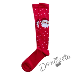 Коледни чорапки 3/4 в червено с Дядо Коледа 8564544