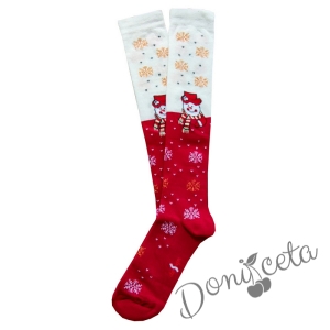 Коледни чорапи 7/8 в червено със снежен човек 8426546