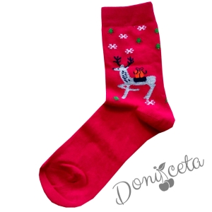 Коледни чорапки в червено с еленче 8345232