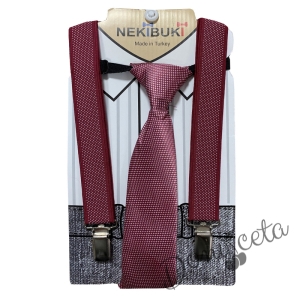 Комплект от вратовръзка с тиранти в бордо за момче 814433